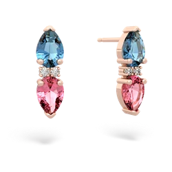 Blue Topaz Bowtie Drop 14K Rose Gold earrings E0865