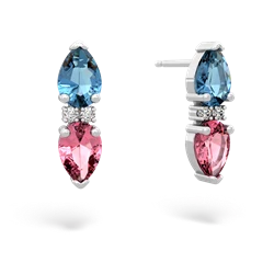 Blue Topaz Bowtie Drop 14K White Gold earrings E0865