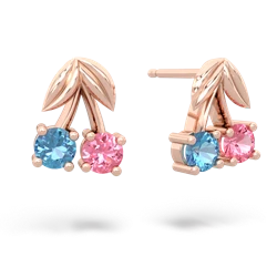 Blue Topaz Sweet Cherries 14K Rose Gold earrings E7001