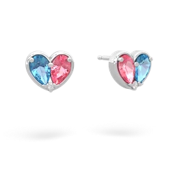 Blue Topaz 'Our Heart' 14K White Gold earrings E5072