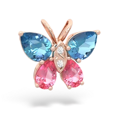 Blue Topaz Butterfly 14K Rose Gold pendant P2215