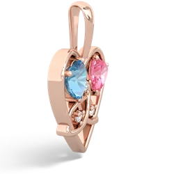 Blue Topaz Celtic Trinity Heart 14K Rose Gold pendant P5331