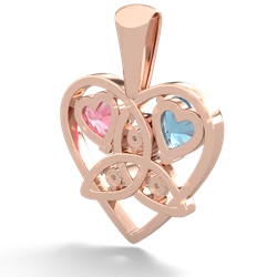 Blue Topaz Celtic Trinity Heart 14K Rose Gold pendant P5331
