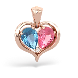 Blue Topaz Two Become One 14K Rose Gold pendant P5330