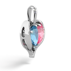 Blue Topaz Two Become One 14K White Gold pendant P5330