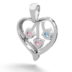 Blue Topaz Glowing Heart 14K White Gold pendant P2233