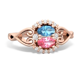 Blue Topaz Love Nest 14K Rose Gold ring R5860