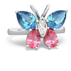 Blue Topaz Butterfly 14K White Gold ring R2215