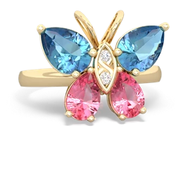 Blue Topaz Butterfly 14K Yellow Gold ring R2215