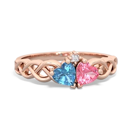 Blue Topaz Heart To Heart Braid 14K Rose Gold ring R5870