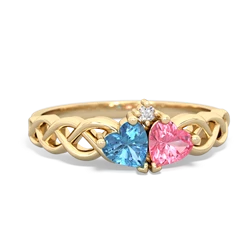 Blue Topaz Heart To Heart Braid 14K Yellow Gold ring R5870