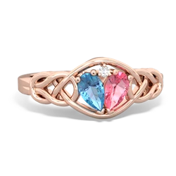 Blue Topaz Celtic Love Knot 14K Rose Gold ring R5420