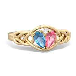 Blue Topaz Celtic Love Knot 14K Yellow Gold ring R5420