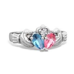 Blue Topaz 'Our Heart' Claddagh 14K White Gold ring R2388