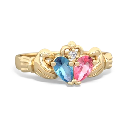 Blue Topaz 'Our Heart' Claddagh 14K Yellow Gold ring R2388