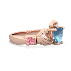 Blue Topaz Claddagh Keepsake 14K Rose Gold ring R5245