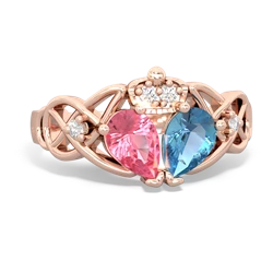 Blue Topaz 'One Heart' Celtic Knot Claddagh 14K Rose Gold ring R5322