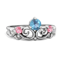 Blue Topaz Crown Keepsake 14K White Gold ring R5740