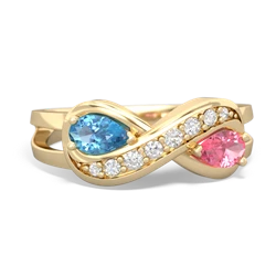 Blue Topaz Diamond Infinity 14K Yellow Gold ring R5390