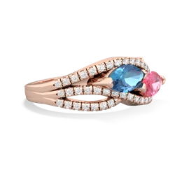 Blue Topaz Diamond Rivers 14K Rose Gold ring R3070