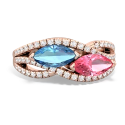 Blue Topaz Diamond Rivers 14K Rose Gold ring R3070