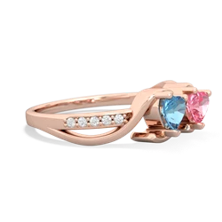 Blue Topaz Side By Side 14K Rose Gold ring R3090