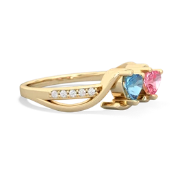 Blue Topaz Side By Side 14K Yellow Gold ring R3090