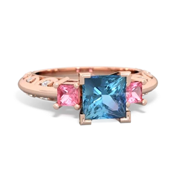 Blue Topaz Eternal Embrace Engagement 14K Rose Gold ring C2001