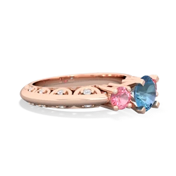 Blue Topaz Art Deco Eternal Embrace Engagement 14K Rose Gold ring C2003