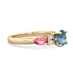 Blue Topaz 6Mm Round Eternal Embrace Engagement 14K Yellow Gold ring R2005