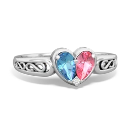 Blue Topaz Filligree 'One Heart' 14K White Gold ring R5070