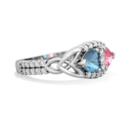 Blue Topaz Sparkling Celtic Knot 14K White Gold ring R2645