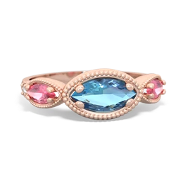 Blue Topaz Milgrain Marquise 14K Rose Gold ring R5700