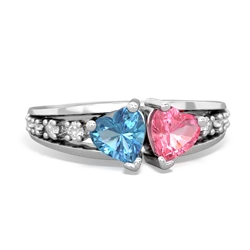 Blue Topaz Heart To Heart 14K White Gold ring R3342