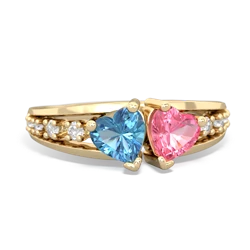 Blue Topaz Heart To Heart 14K Yellow Gold ring R3342