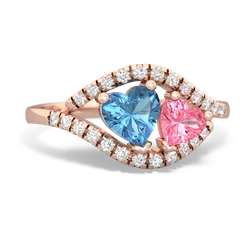 Blue Topaz Mother And Child 14K Rose Gold ring R3010