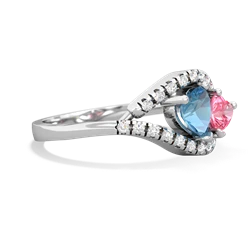 Blue Topaz Mother And Child 14K White Gold ring R3010