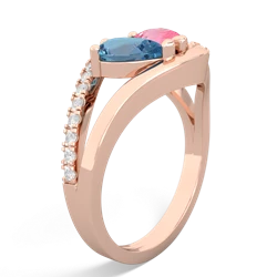 Blue Topaz Nestled Heart Keepsake 14K Rose Gold ring R5650