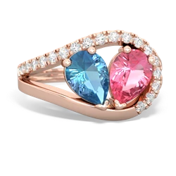 Blue Topaz Nestled Heart Keepsake 14K Rose Gold ring R5650