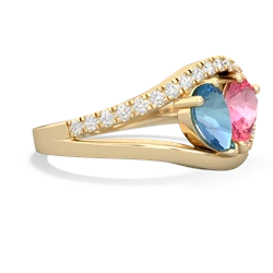 Blue Topaz Nestled Heart Keepsake 14K Yellow Gold ring R5650