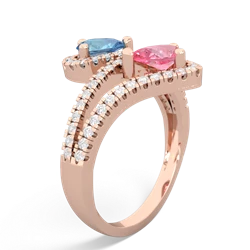 Blue Topaz Diamond Dazzler 14K Rose Gold ring R3000