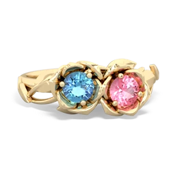 Blue Topaz Rose Garden 14K Yellow Gold ring R5510