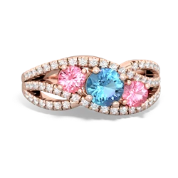 Blue Topaz Three Stone Aurora 14K Rose Gold ring R3080