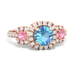 Blue Topaz Regal Halo 14K Rose Gold ring R5350