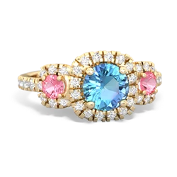 Blue Topaz Regal Halo 14K Yellow Gold ring R5350