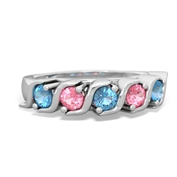 Blue Topaz Anniversary Band 14K White Gold ring R2089