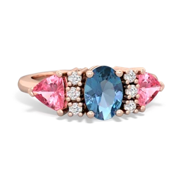 Blue Topaz Antique Style Three Stone 14K Rose Gold ring R2186