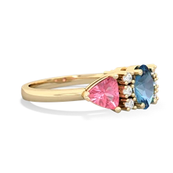 Blue Topaz Antique Style Three Stone 14K Yellow Gold ring R2186