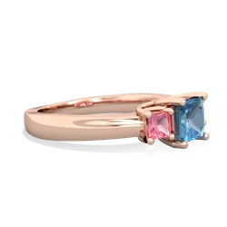 Blue Topaz Three Stone Trellis 14K Rose Gold ring R4015