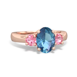 Blue Topaz Three Stone Oval Trellis 14K Rose Gold ring R4024